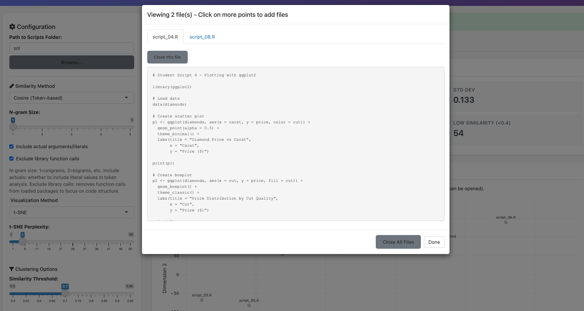 similarity app scatter